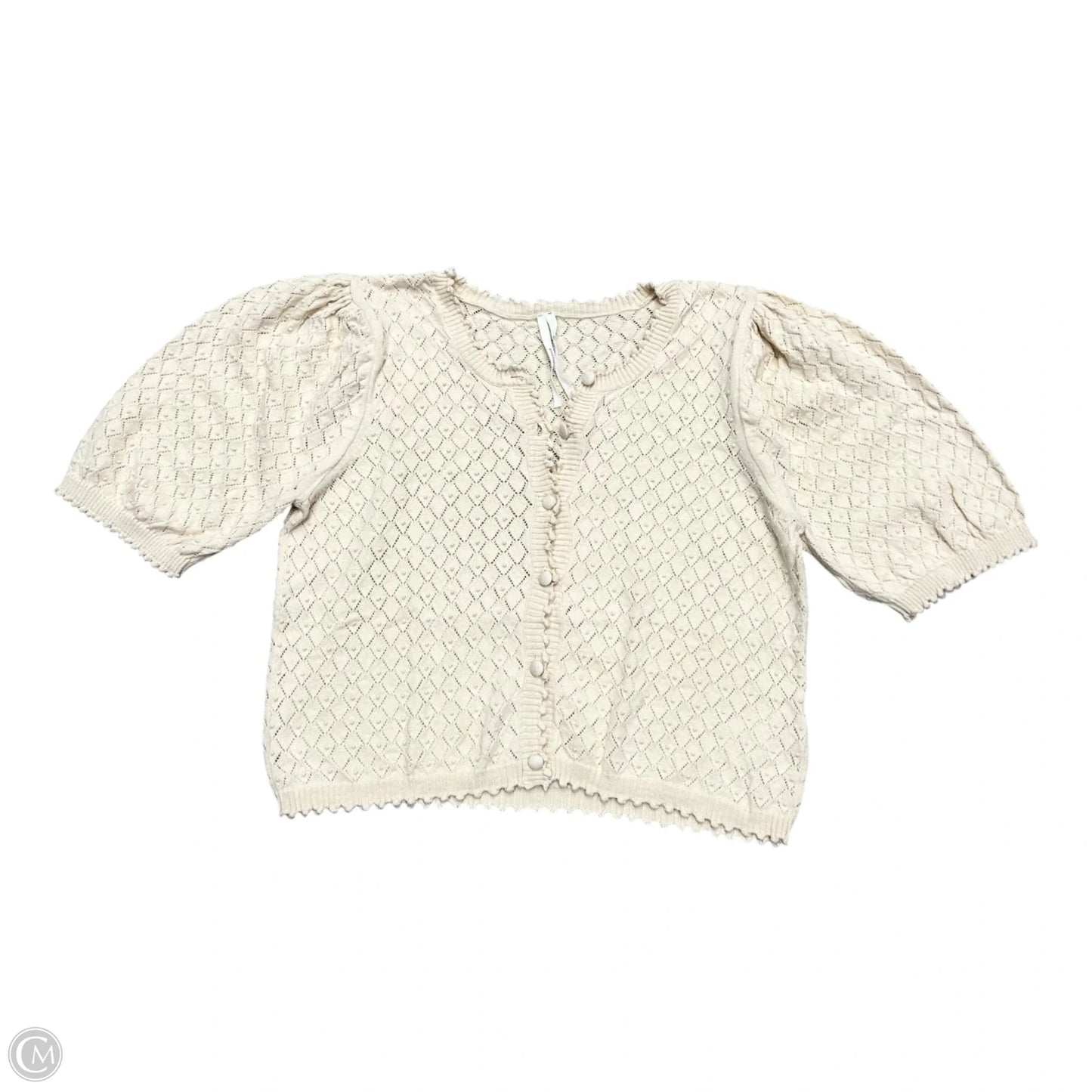 Top Short Sleeve By Anthropologie In Cream, Size: S
