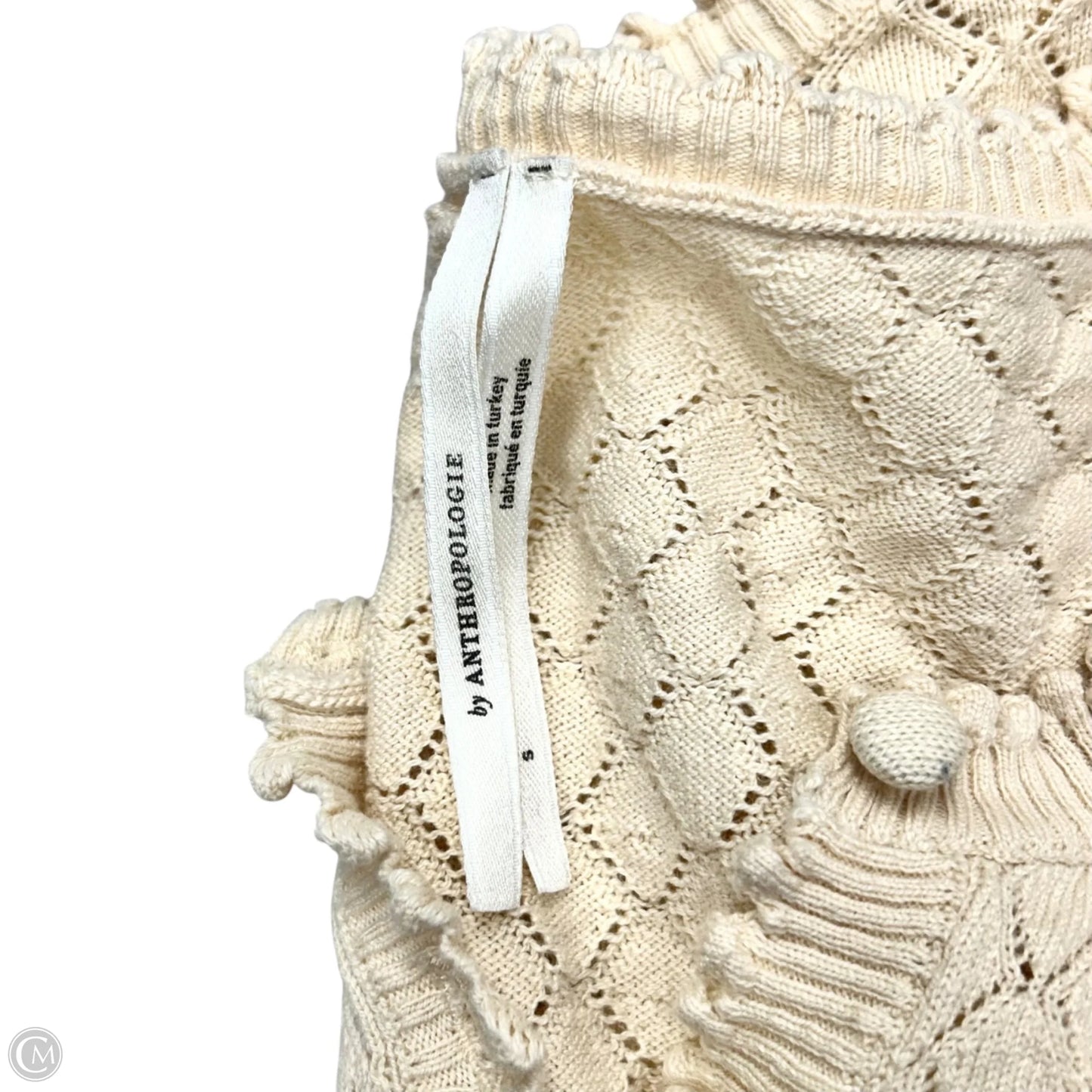 Top Short Sleeve By Anthropologie In Cream, Size: S