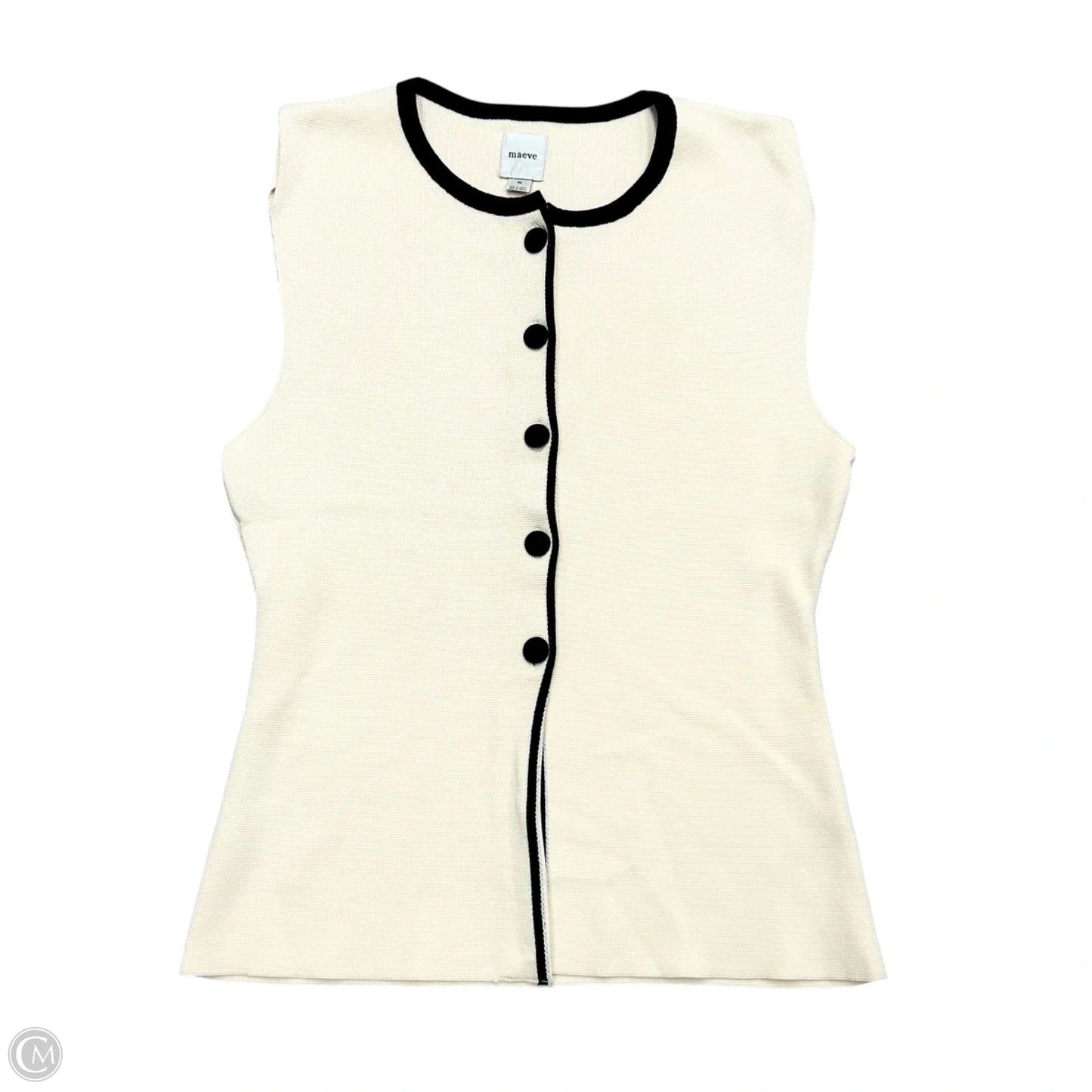 Top Sleeveless By Maeve In Black & Cream, Size: M