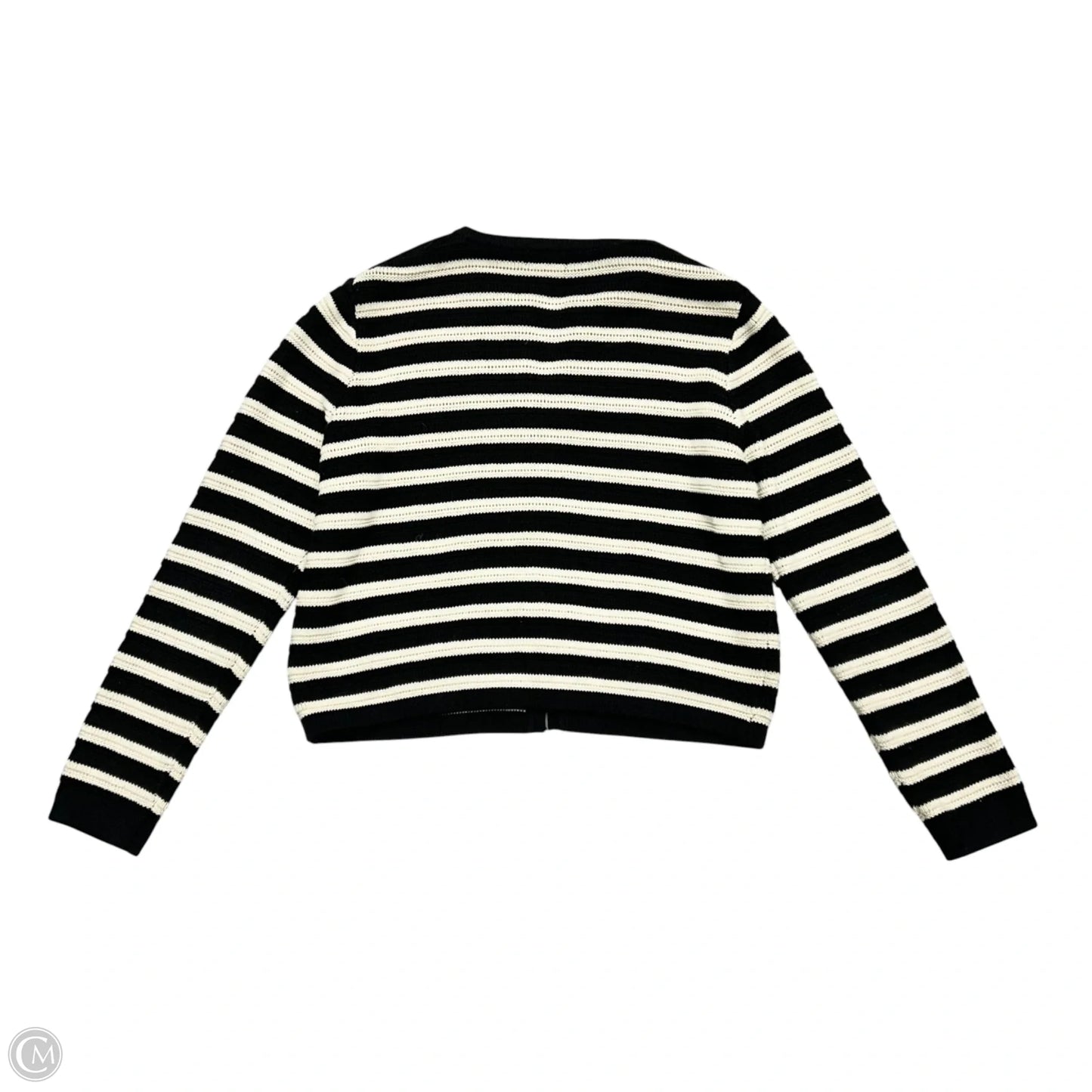 Sweater Cardigan By Aqua In Black & Cream, Size: L