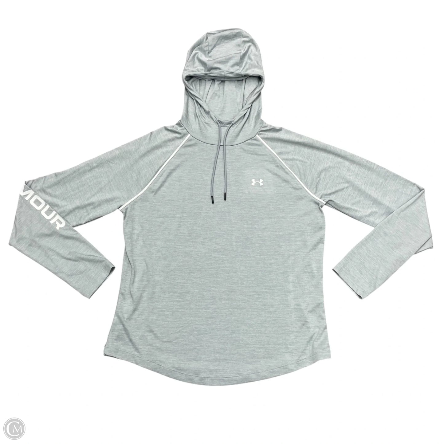 Athletic Top Long Sleeve Hoodie By Under Armour In Grey, Size: Xl
