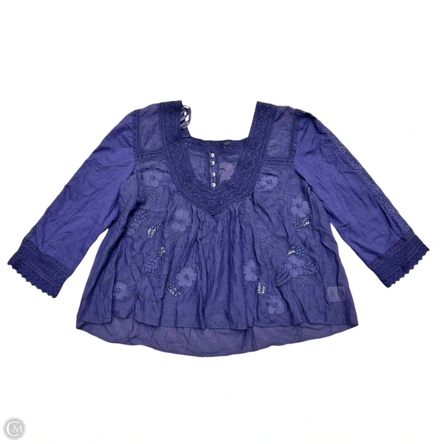 Blouse 3/4 Sleeve By Anthropologie In Purple, Size: S