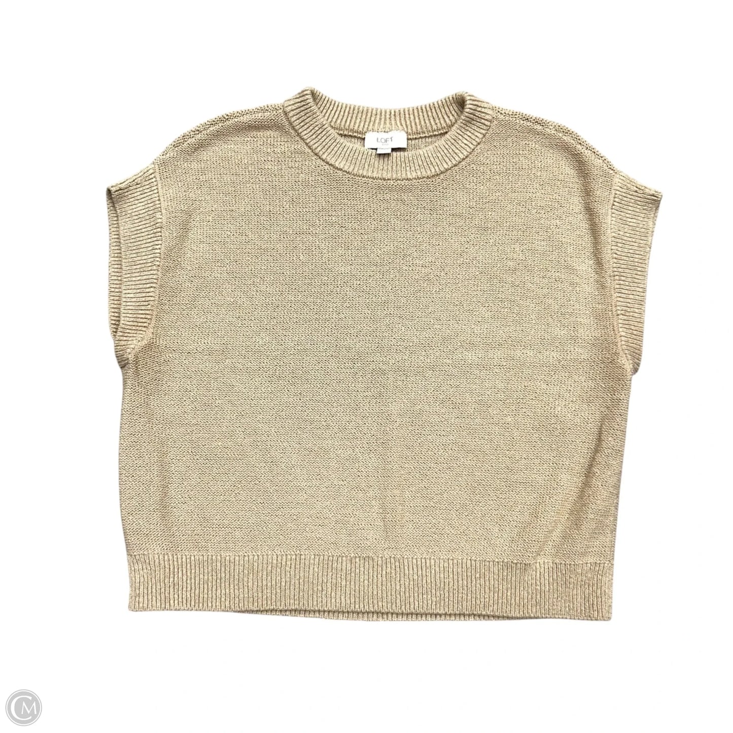 Sweater Short Sleeve By Loft In Tan, Size: L