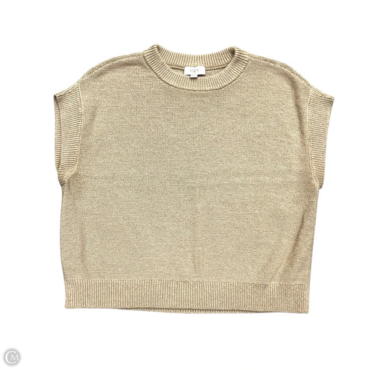 Sweater Short Sleeve By Loft In Tan, Size: L