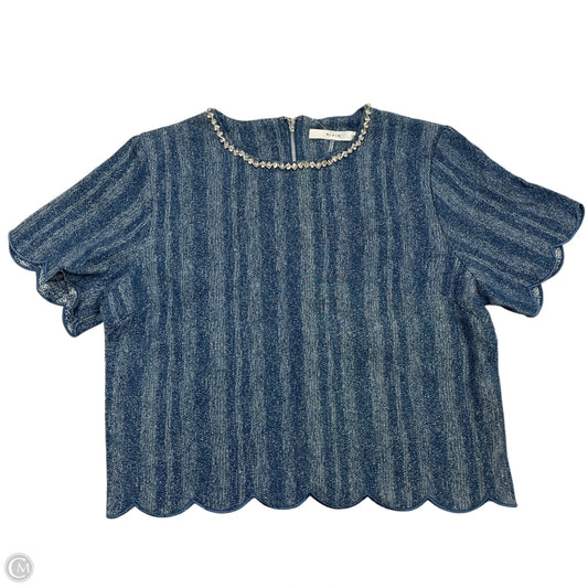 Top Short Sleeve By Rivir In Blue Denim, Size: L
