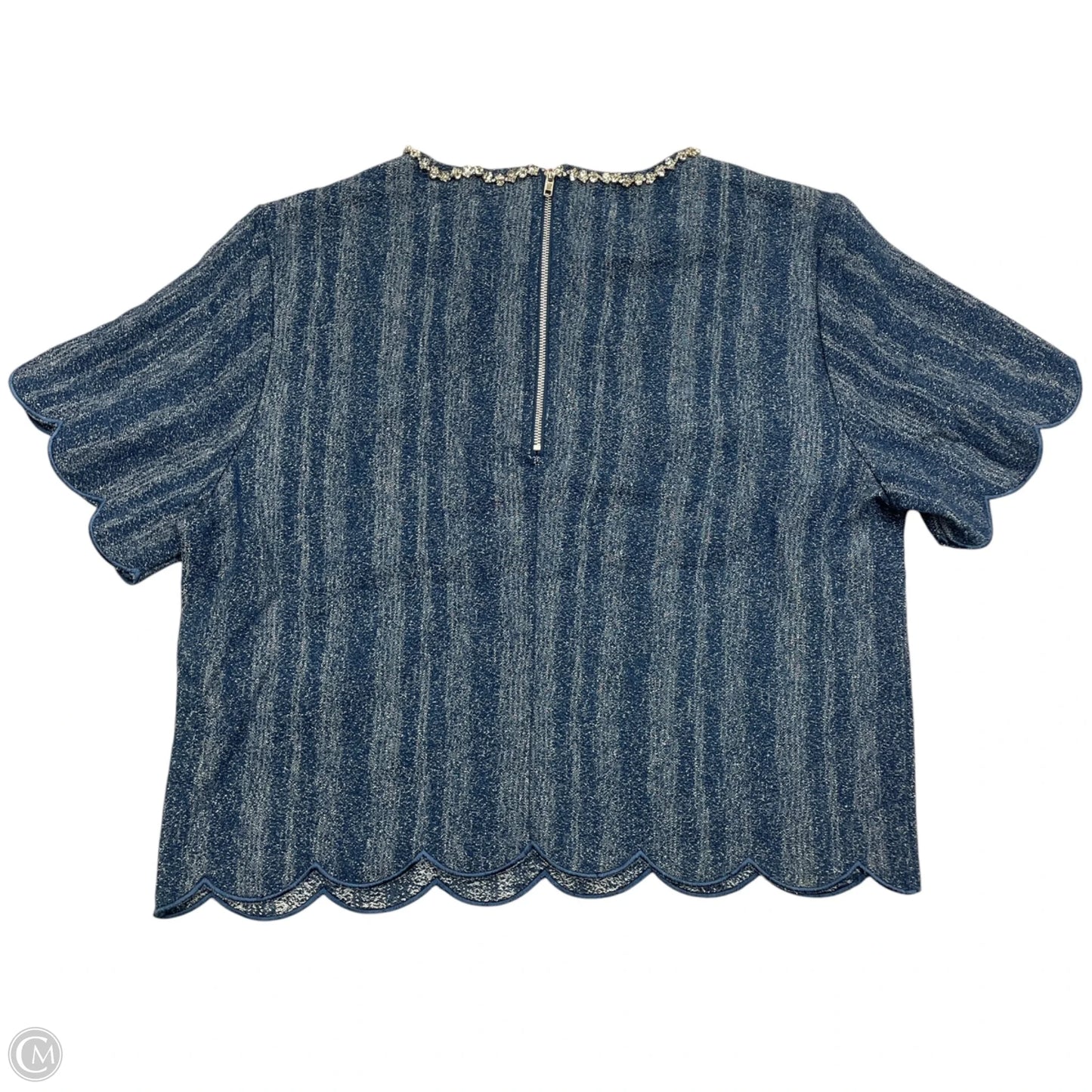 Top Short Sleeve By Rivir In Blue Denim, Size: L