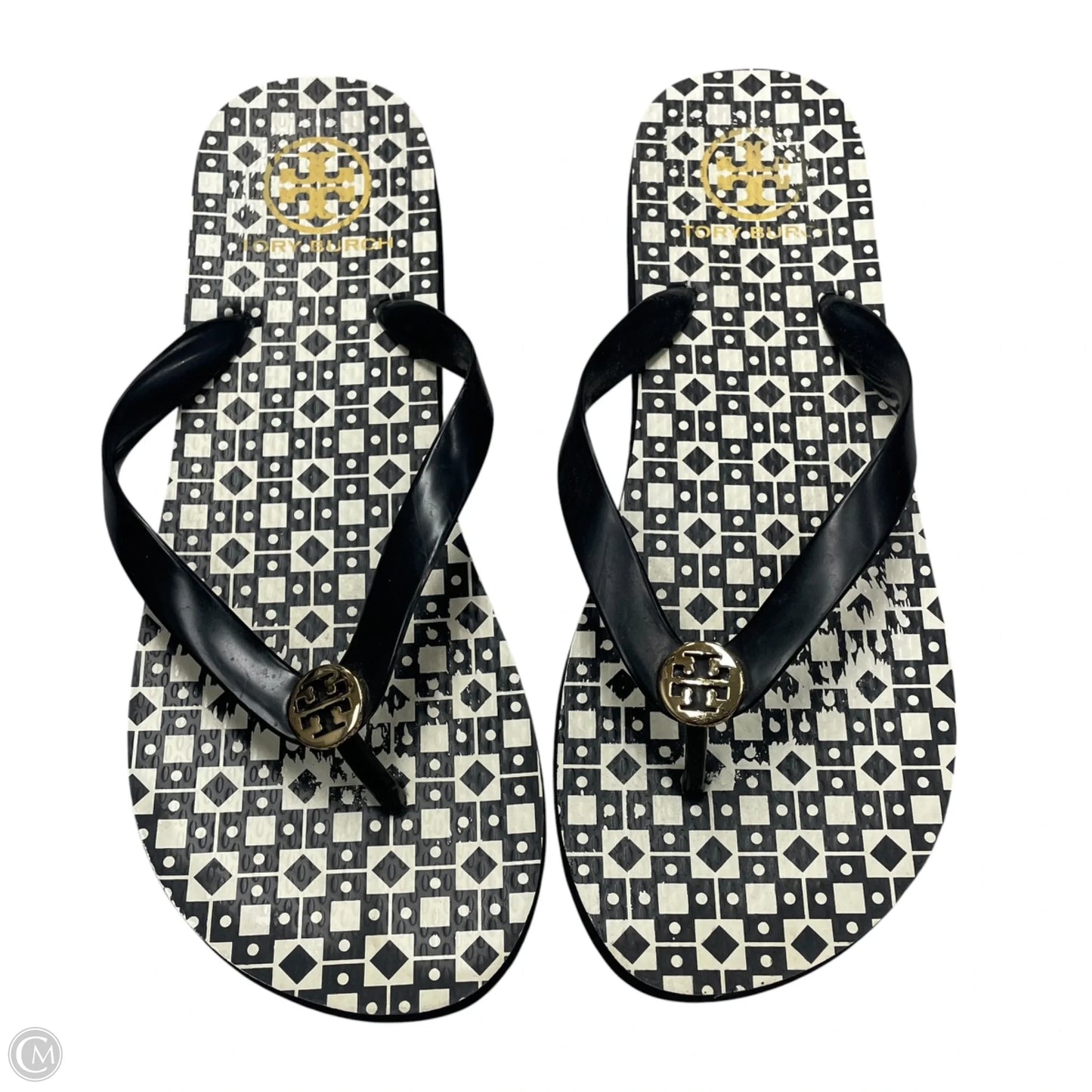 Sandals Designer By Tory Burch In Black & White, Size: 9