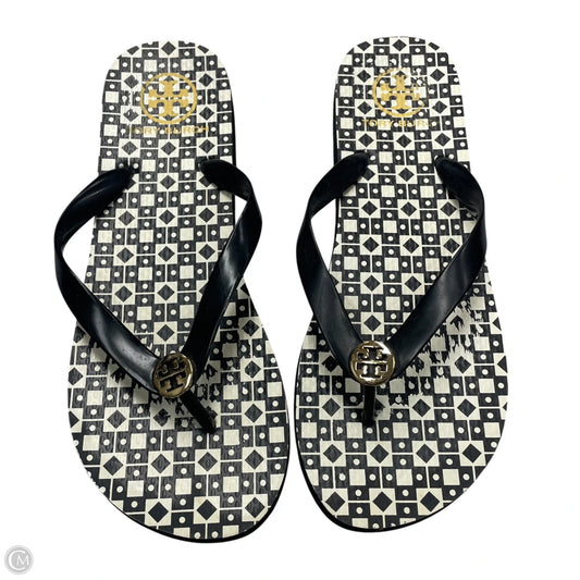 Sandals Designer By Tory Burch In Black & White, Size: 9