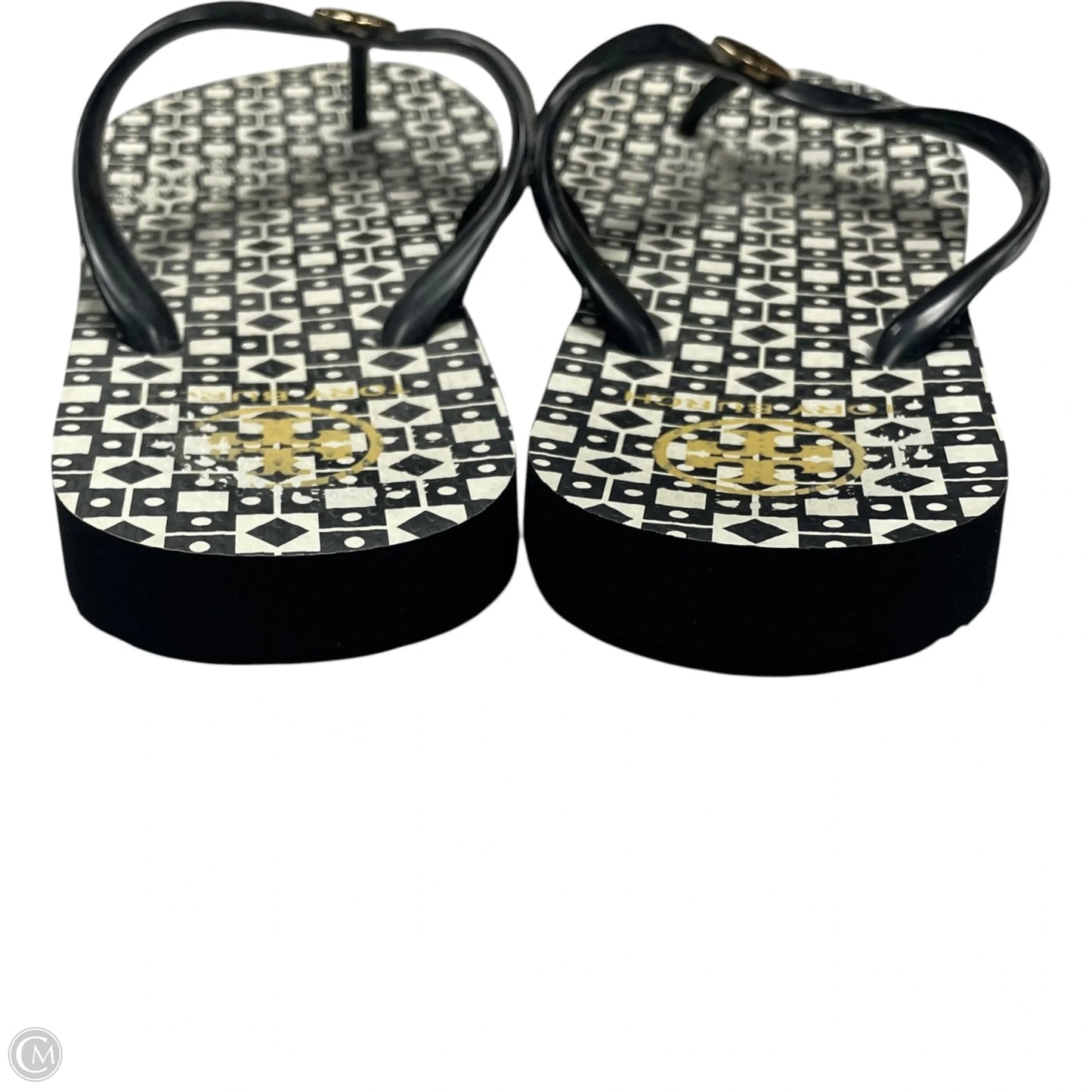 Sandals Designer By Tory Burch In Black & White, Size: 9