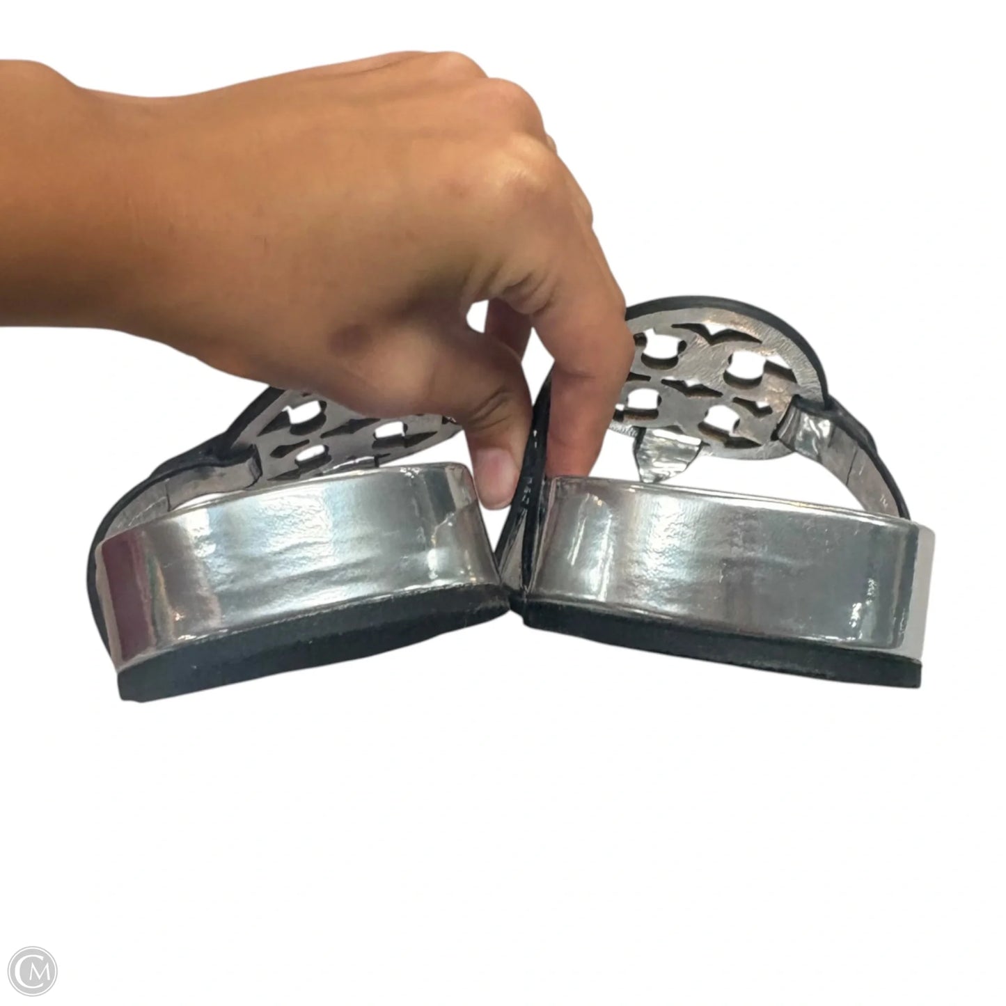 Sandals Designer By Tory Burch In Silver, Size: 7