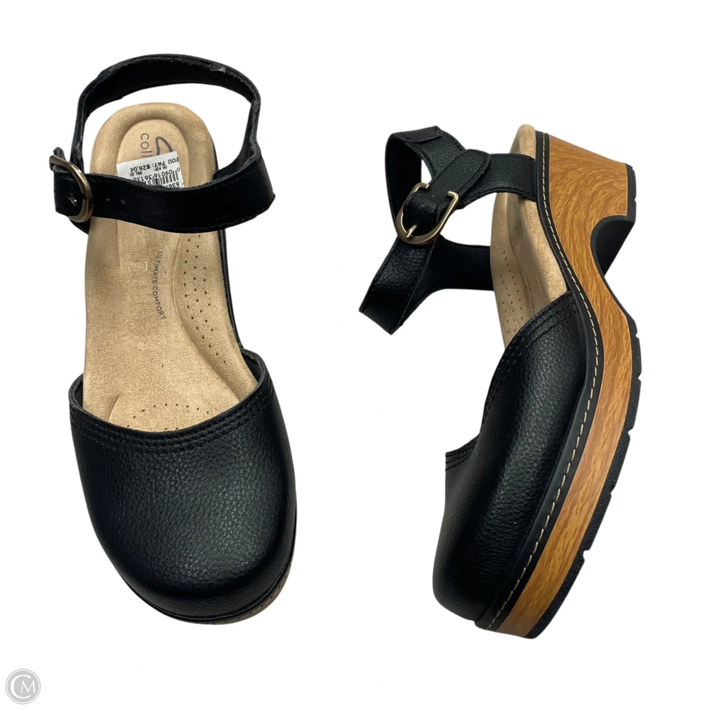 Shoes Heels Block By Clarks In Black & Tan, Size: 8.5