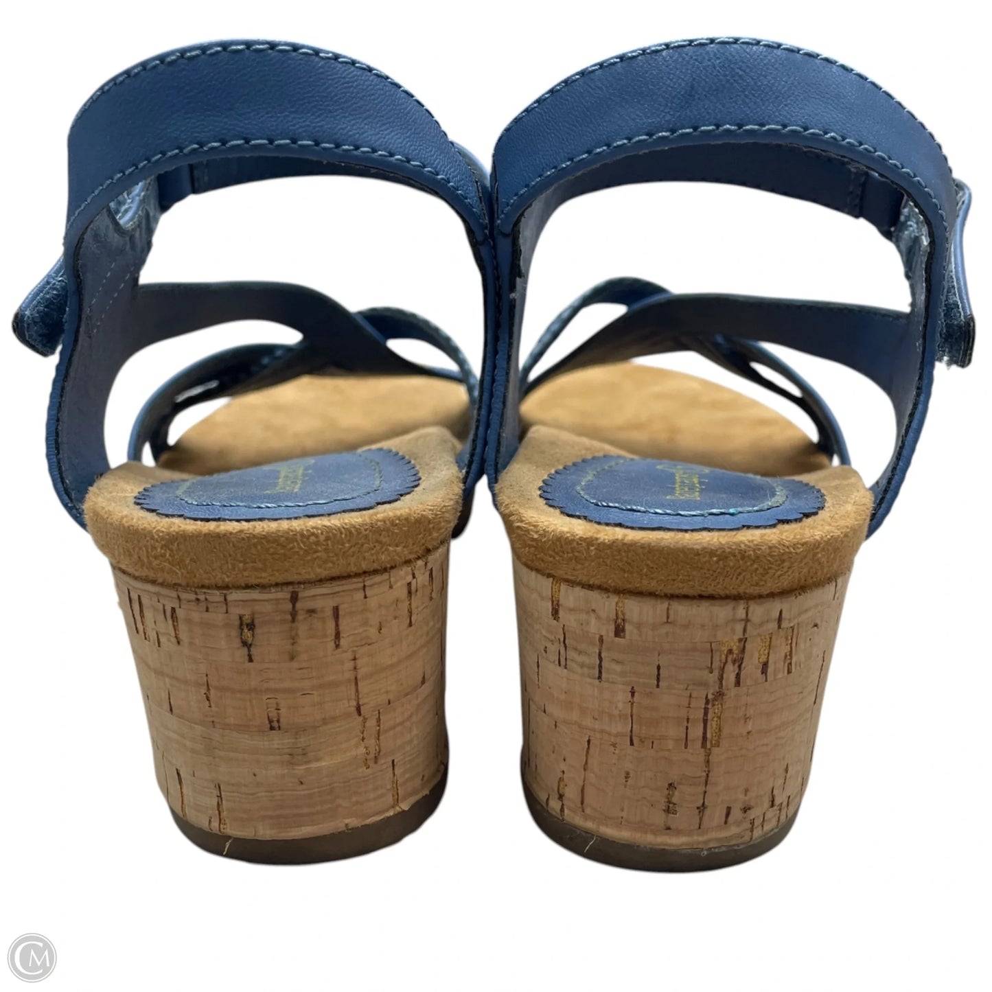 Sandals Heels Wedge By Bare Traps In Blue & Tan, Size: 8