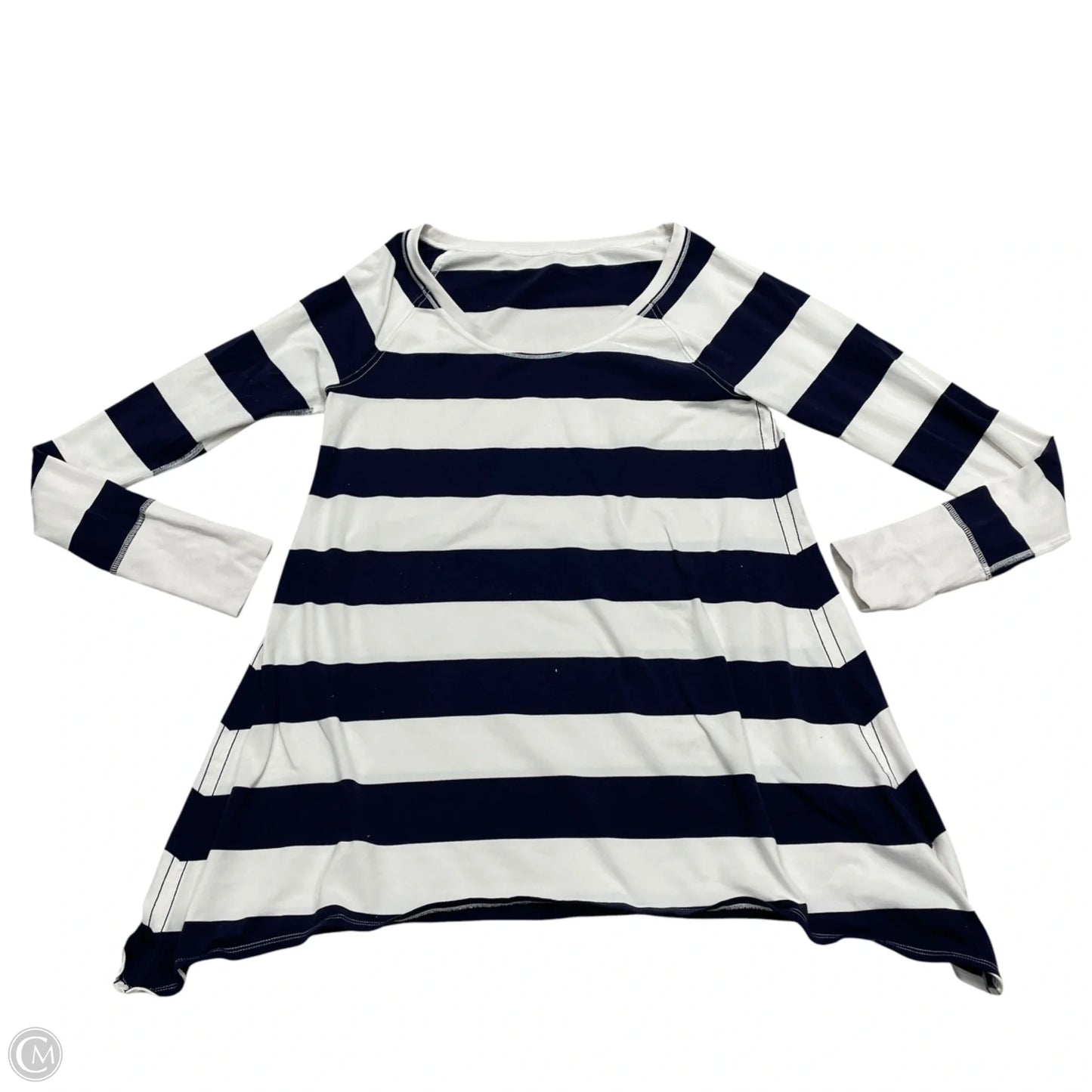 Athletic Top Long Sleeve Collar By Lululemon In Blue & White, Size: M