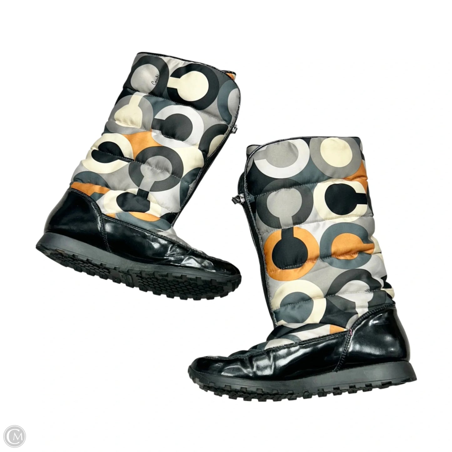 Boots Designer By Coach In Grey & Orange, Size: 10