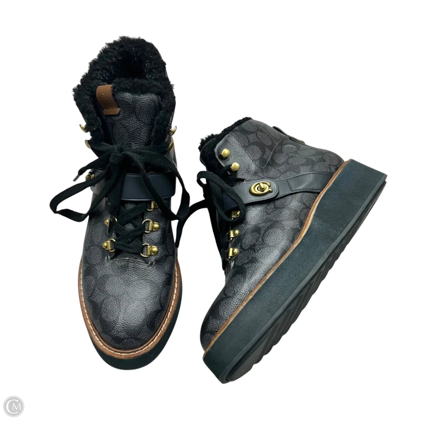 Boots Designer By Coach In Black & Grey, Size: 10