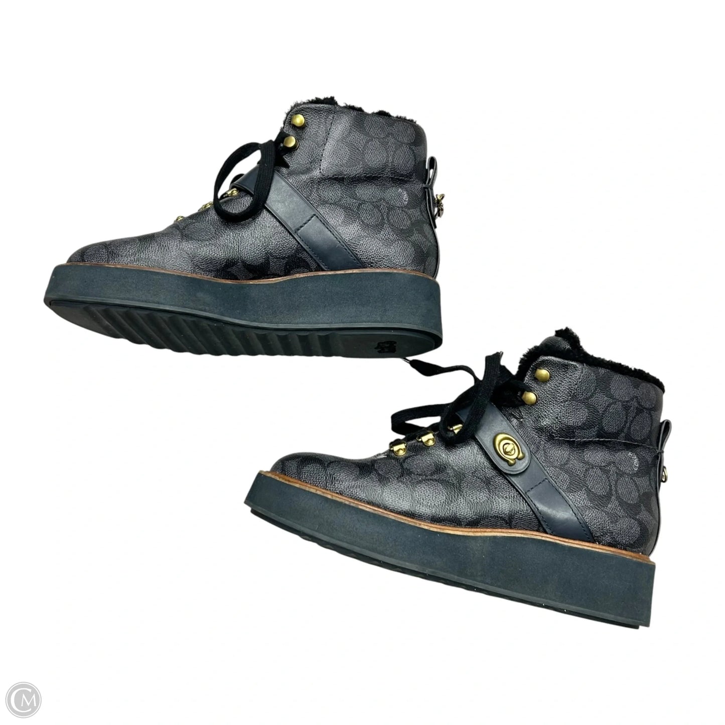 Boots Designer By Coach In Black & Grey, Size: 10