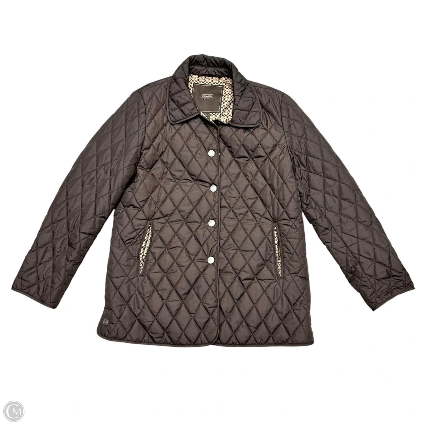 Jacket Designer By Coach In Brown, Size: M