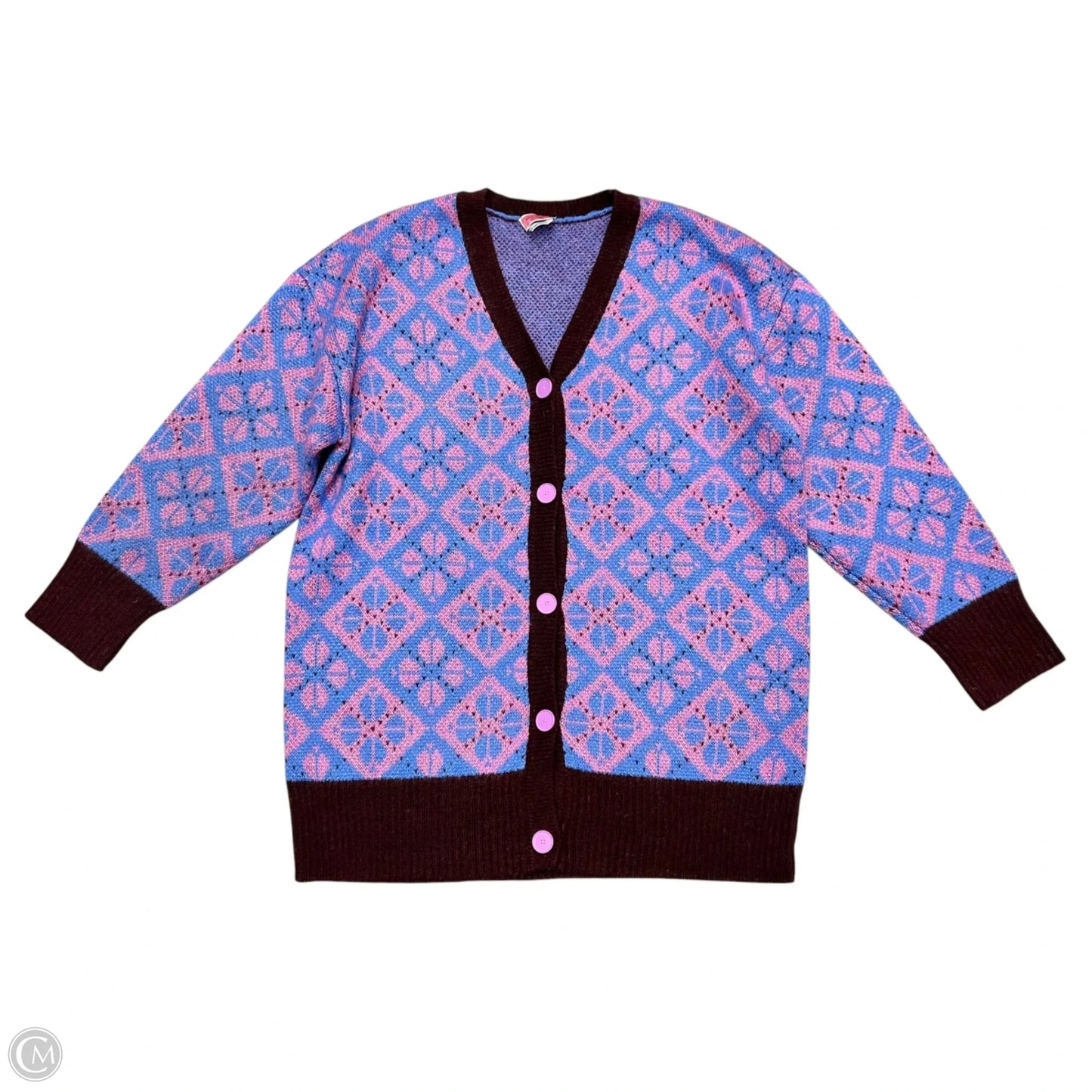 Sweater Cardigan Designer By Kate Spade In Blue & Pink, Size: Xs