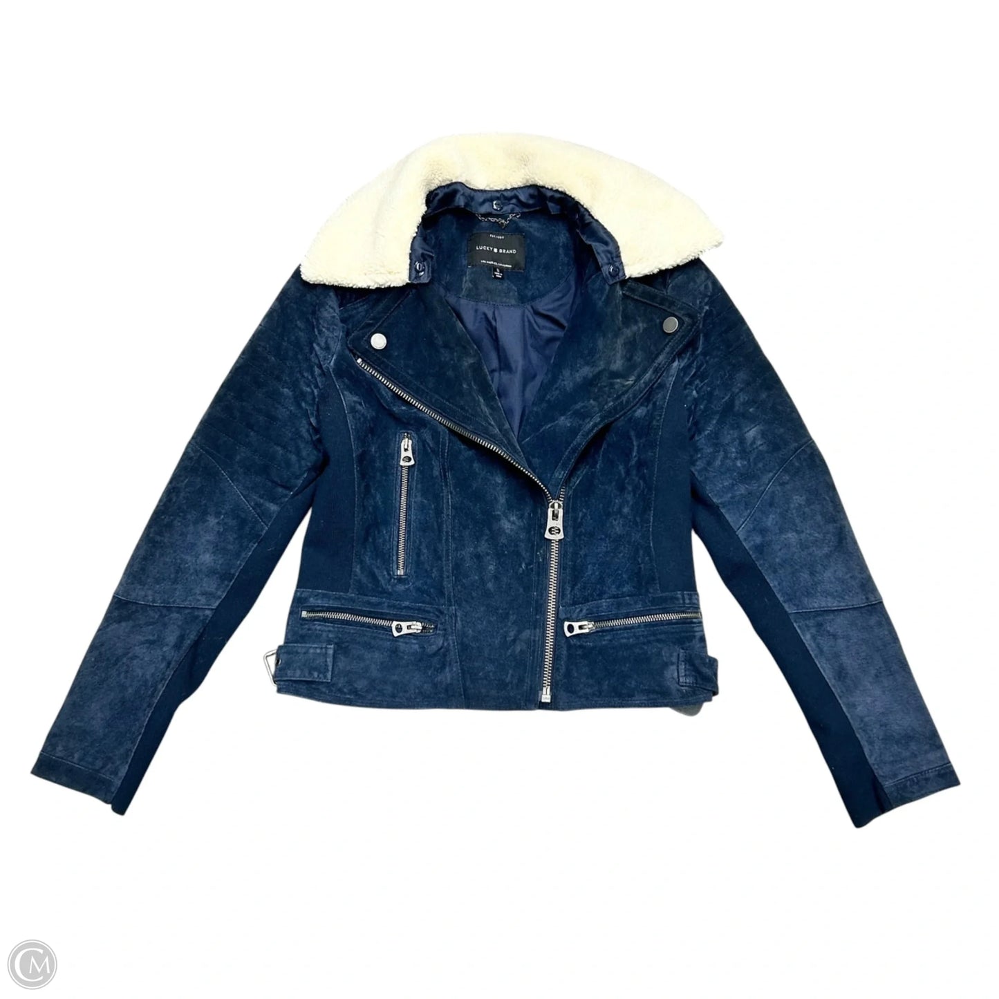 Jacket Moto By Lucky Brand In Blue, Size: S