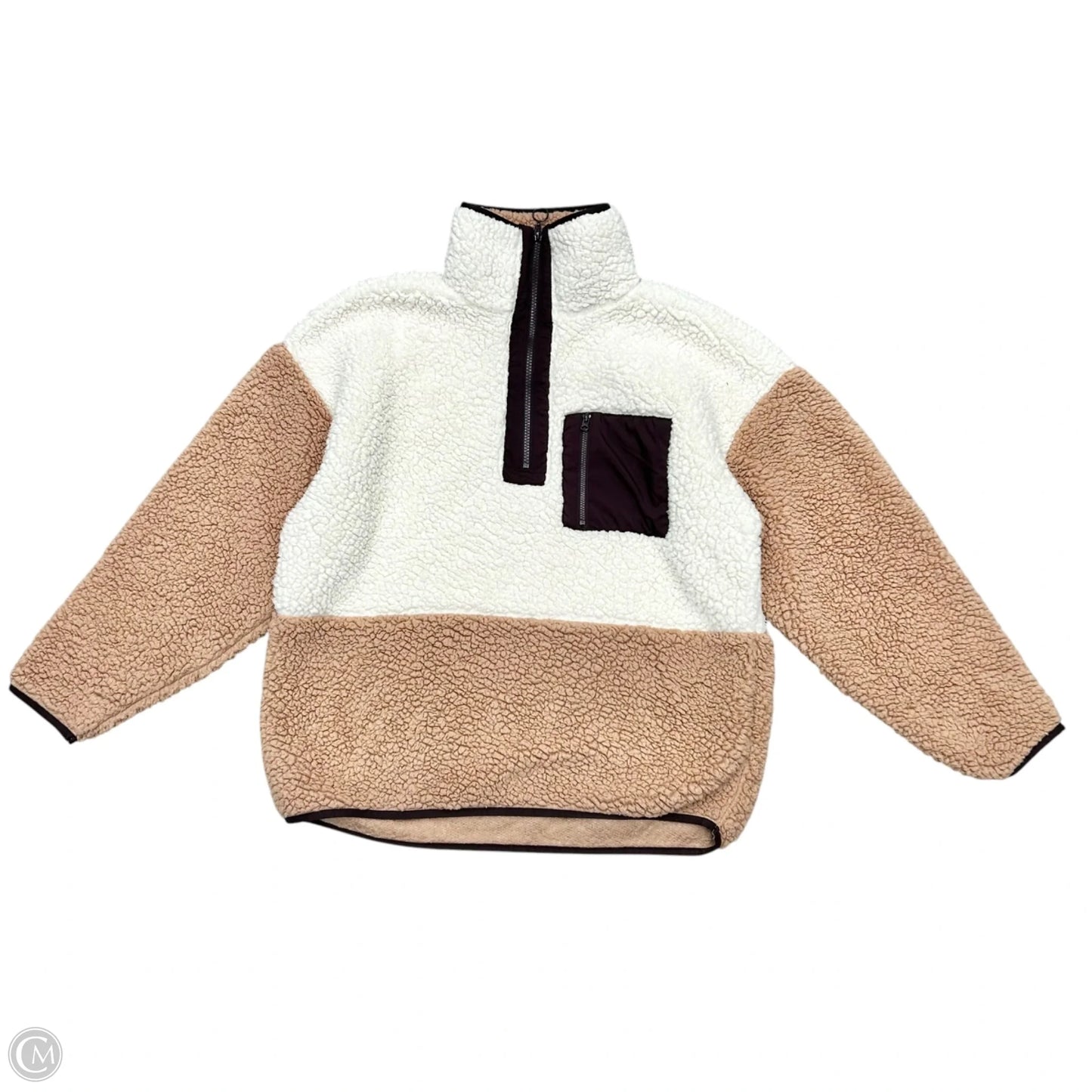 Jacket Faux Fur & Sherpa By Lou And Grey In Tan & White, Size: S
