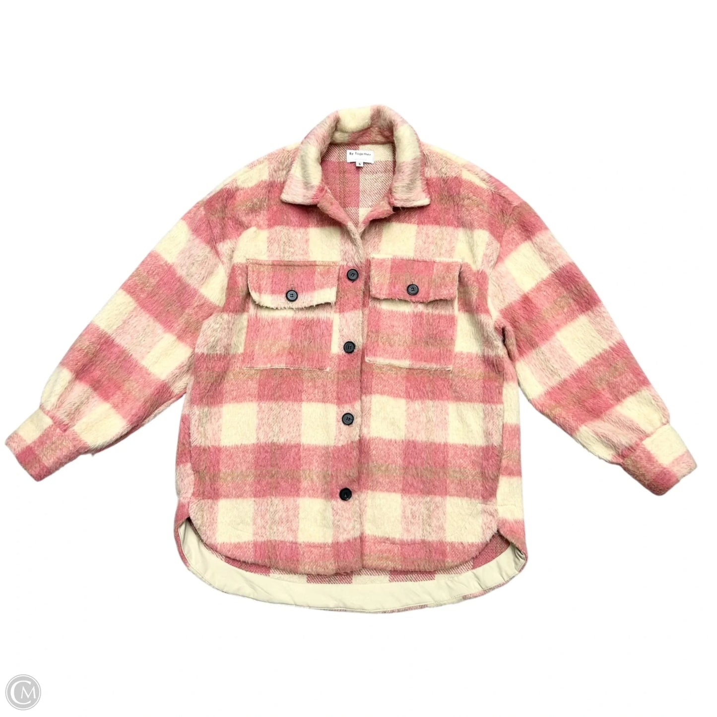 Jacket Shirt By By Together In Pink & Cream, Size: S