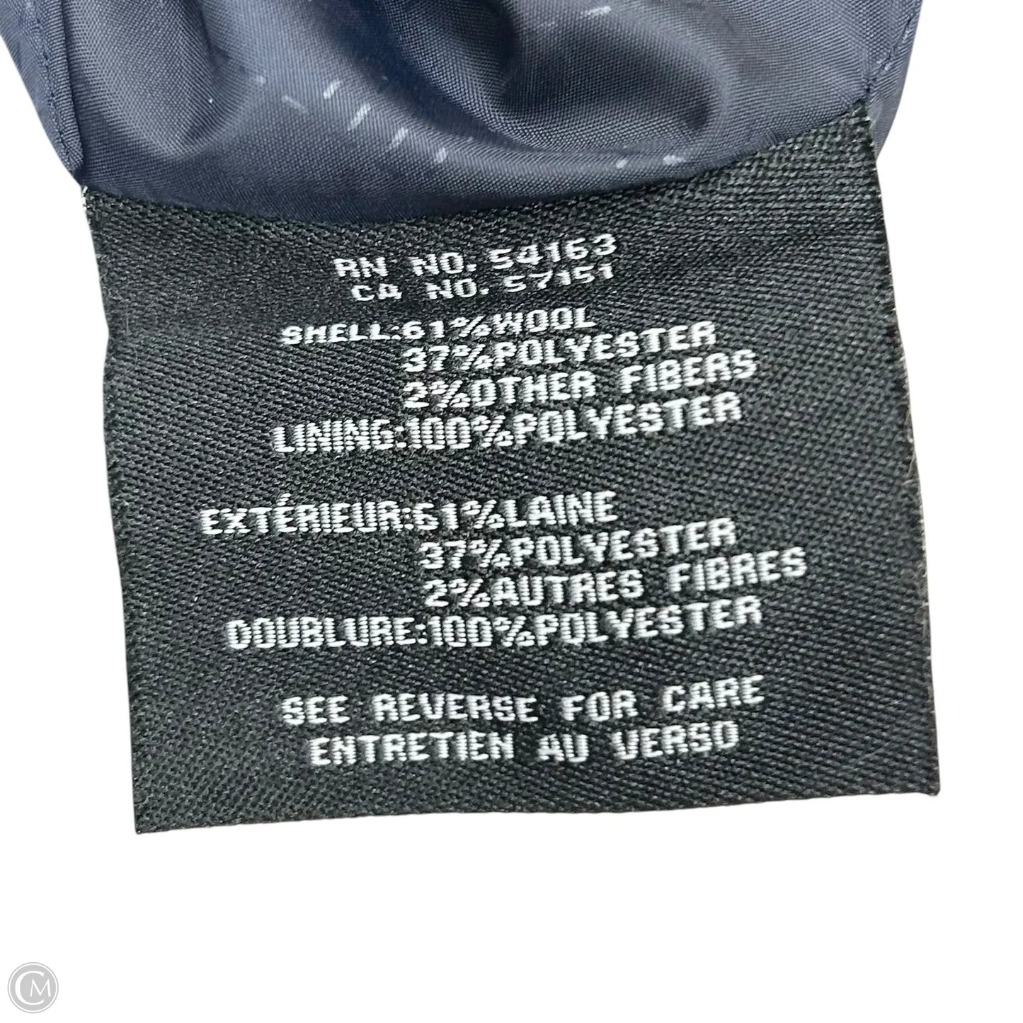 Coat Peacoat By Cole-haan In Navy, Size: L
