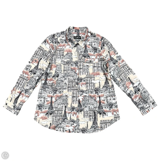 Blouse Designer By Karl Lagerfeld In Pink & White, Size: L