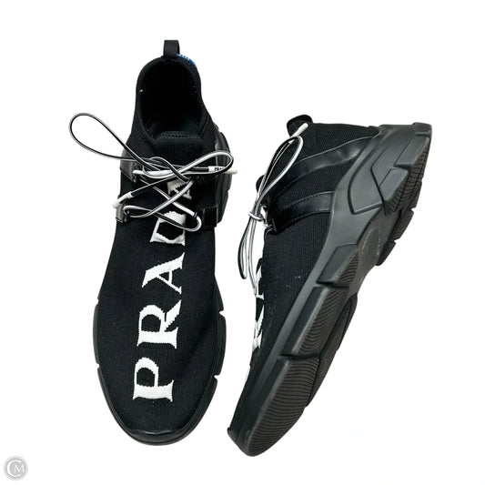 Shoes Luxury Designer By Prada In Black & White, Size: 9