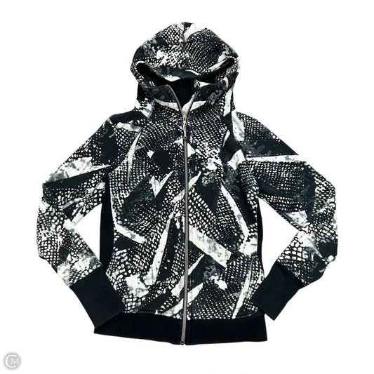 Athletic Jacket By Lululemon In Black & White, Size: S
