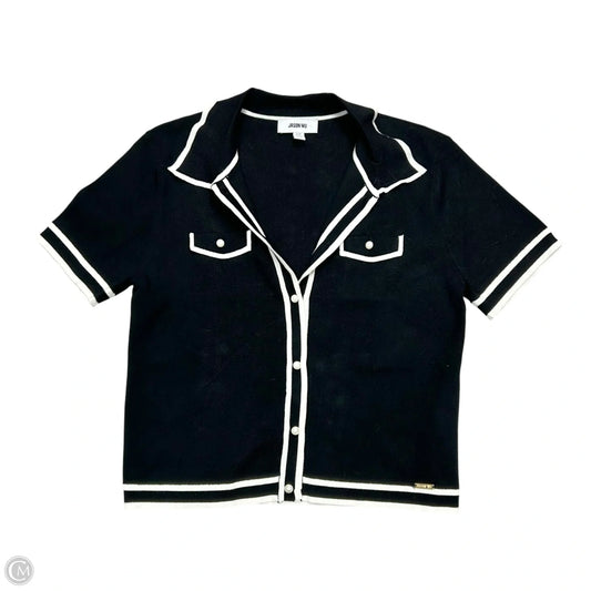 Sweater Cardigan Designer By Jason Wu In Black & White, Size: L