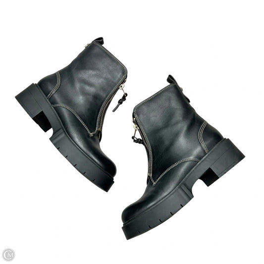Boots Designer By Coach In Black & Gold, Size: 6.5