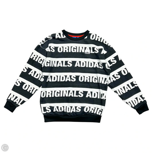 Athletic Sweatshirt Crewneck By Adidas In Grey & White, Size: S