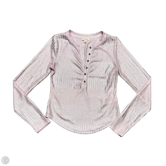 Top Long Sleeve By Pilcro In Pink & Silver, Size: Xs