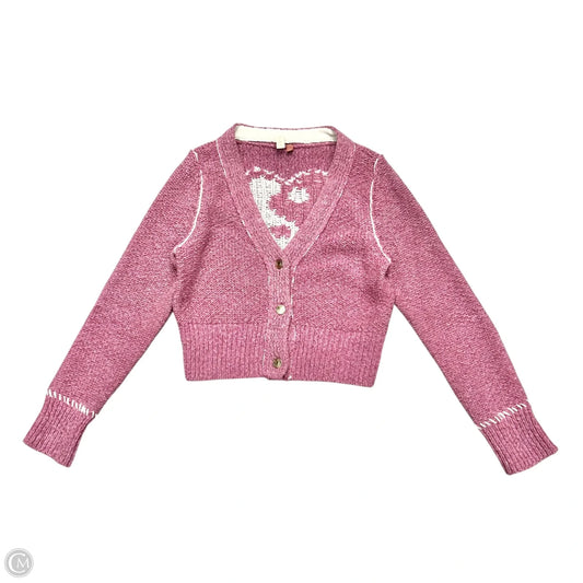 Sweater Cardigan By Pilcro In Pink & White, Size: S