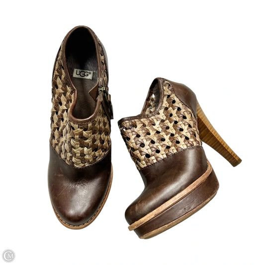 Shoes Designer By Ugg In Brown & Cream, Size: 6