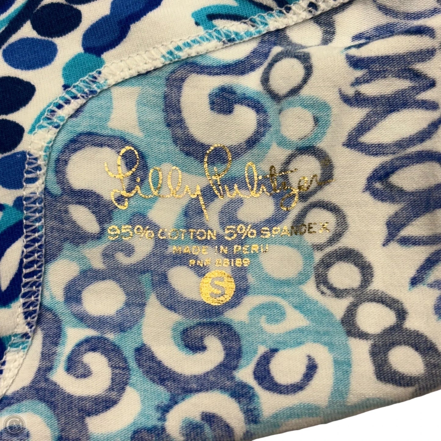 Top 3/4 Sleeve Designer By Lilly Pulitzer In Blue & White, Size: S