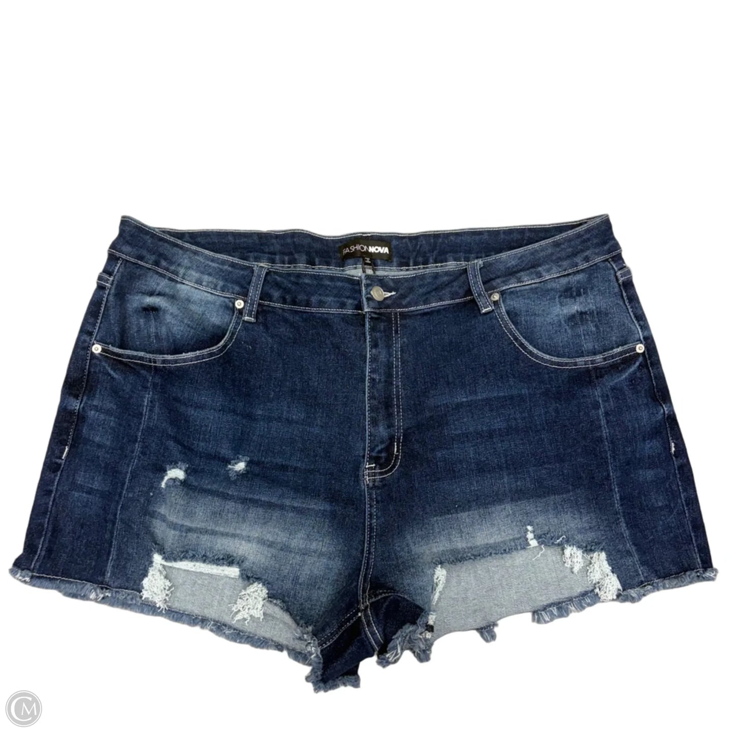 Shorts By Fashion Nova In Blue Denim, Size: 22