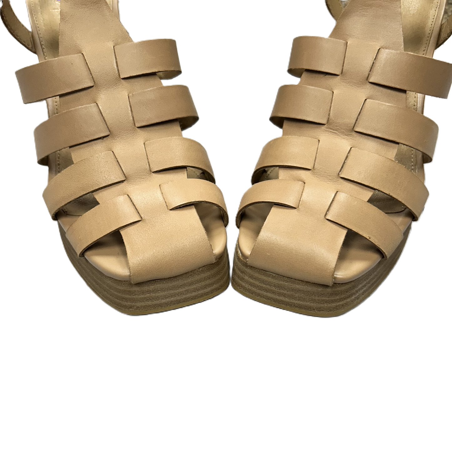 Tan Sandals Heels Block By Crown Vintage, Size: 9