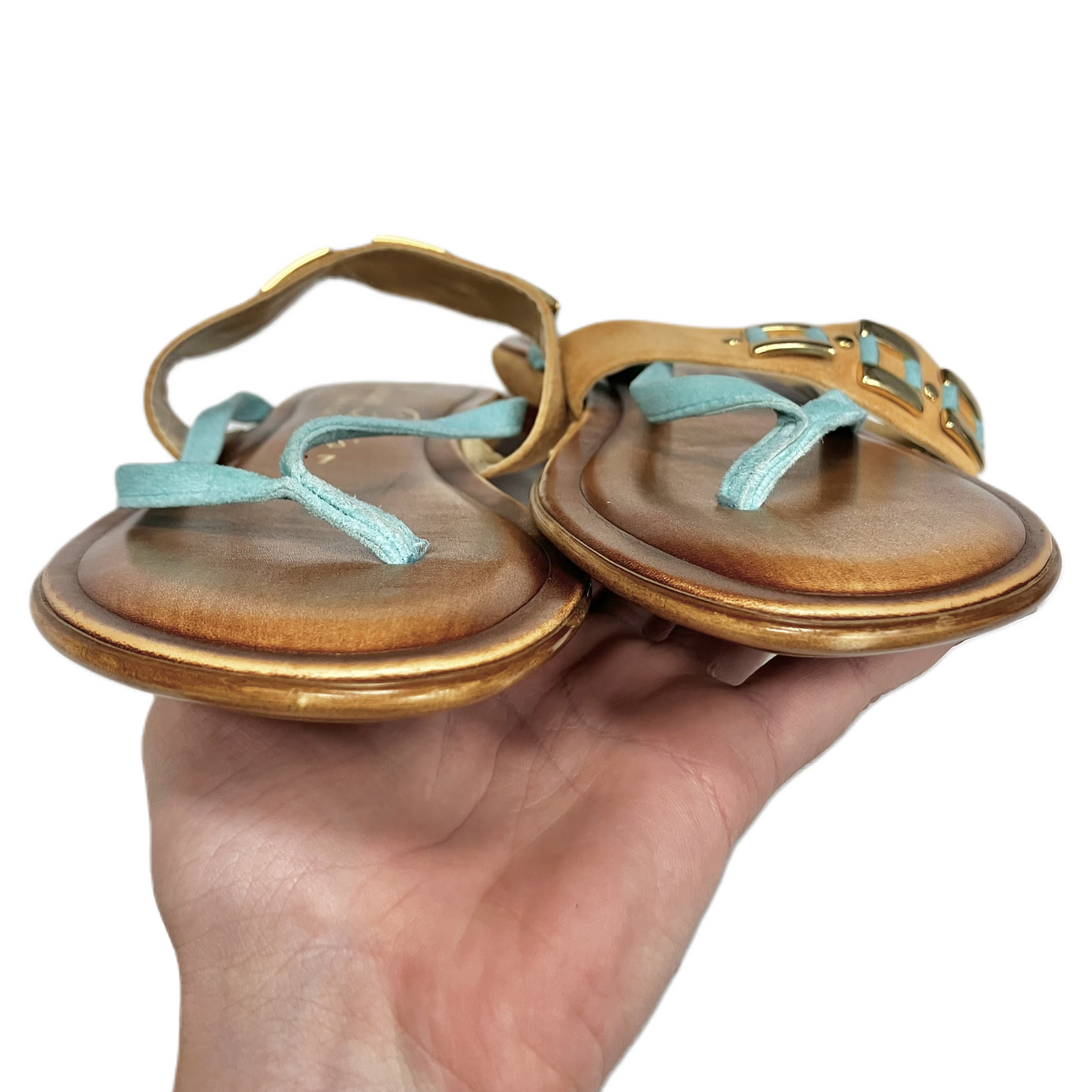 Blue & Tan Sandals Flats By Luisa Dorio, Size: 7