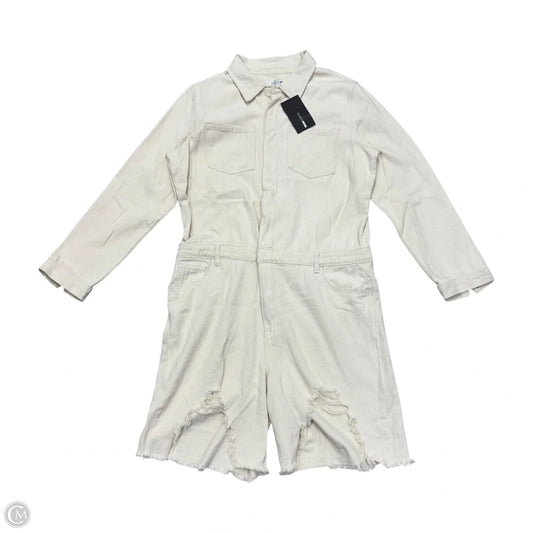Romper By Fashion Nova In Cream Denim, Size: Xl