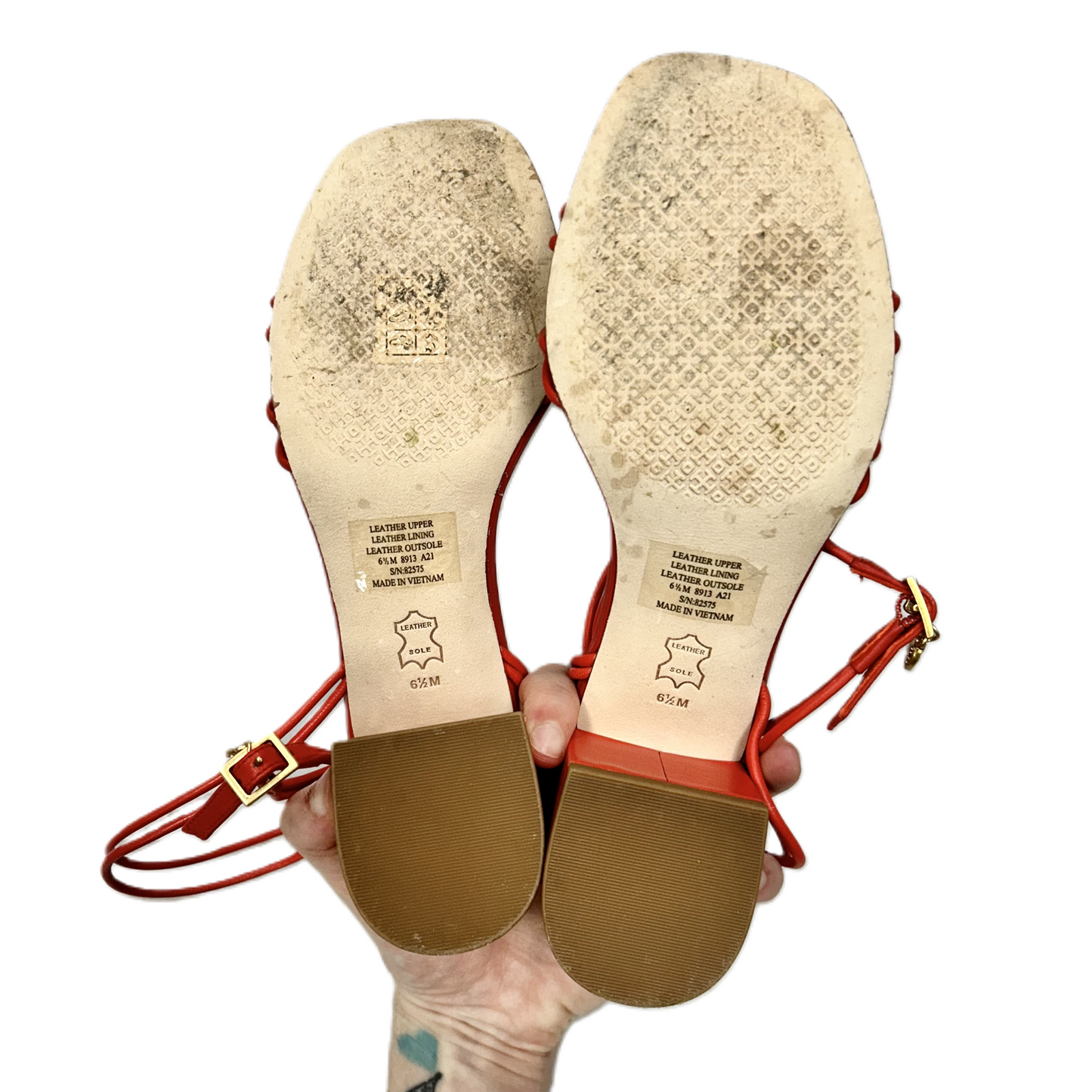 Red Sandals Designer By Tory Burch, Size: 6.5