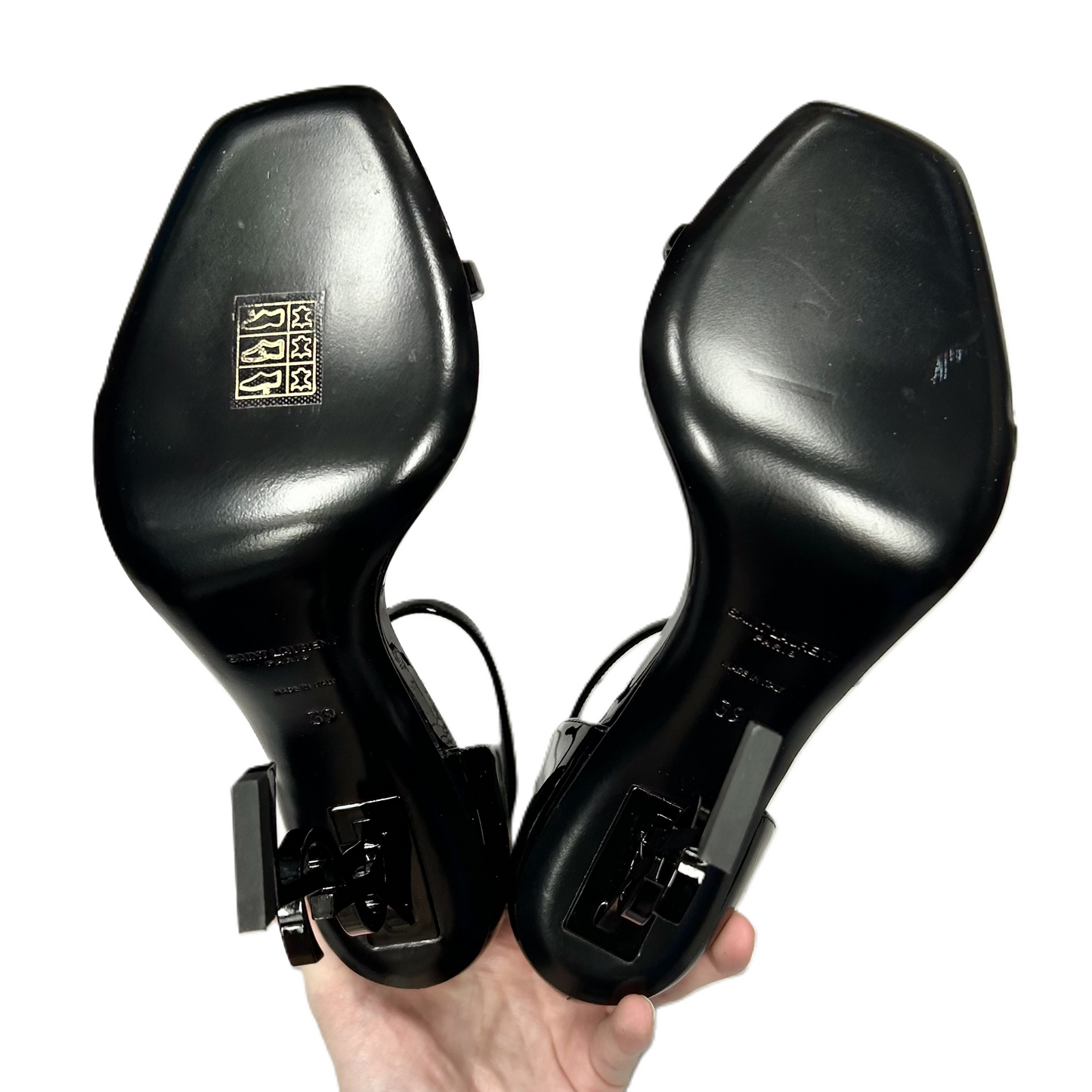 Sandals Luxury Designer By Yves Saint Laurent In Black, Size: 8.5