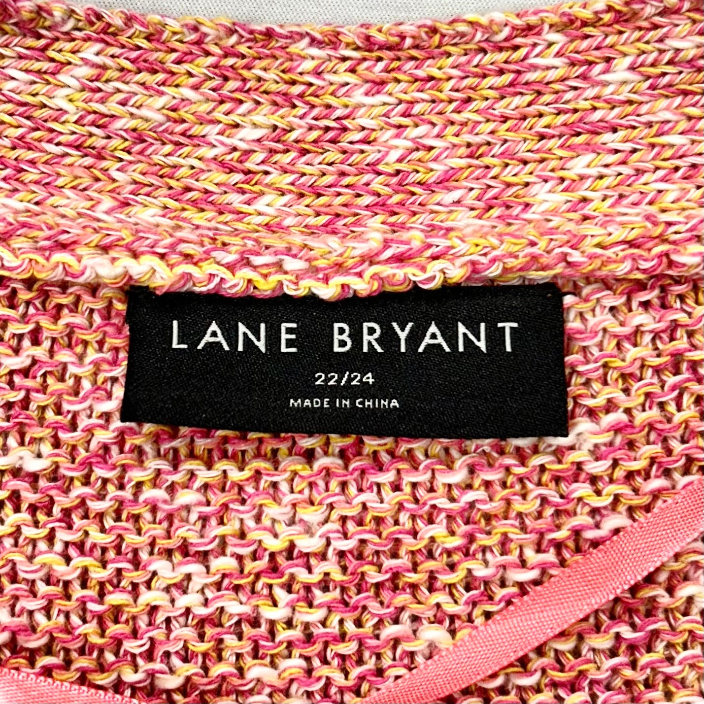 Sweater Cardigan By Lane Bryant In Orange & Pink, Size: 3x