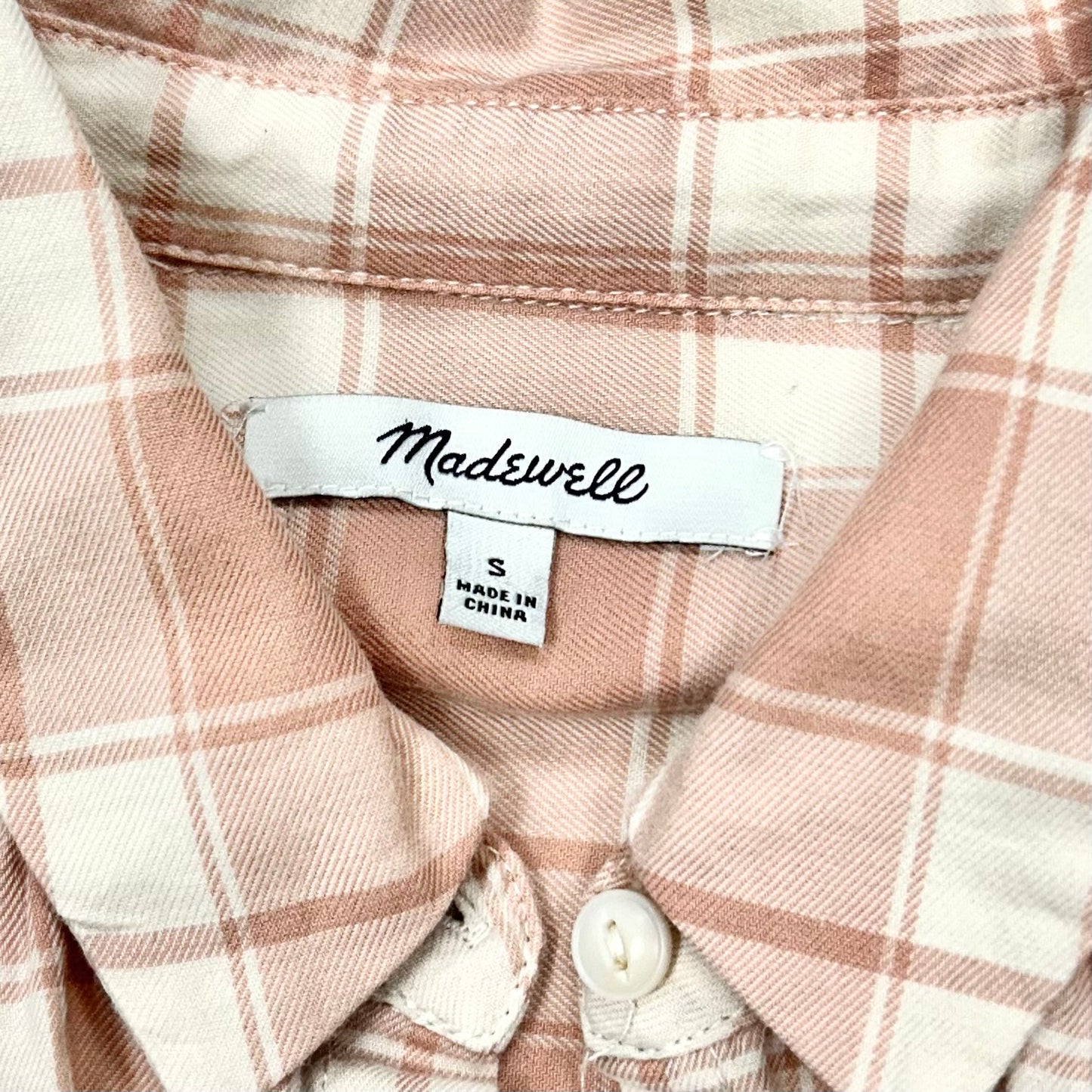 Top Long Sleeve By Madewell In Plaid Pattern, Size: S