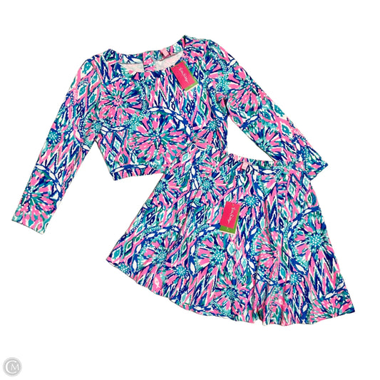Top Long Sleeve Set Designer By Lilly Pulitzer In Blue & Pink, Size: M