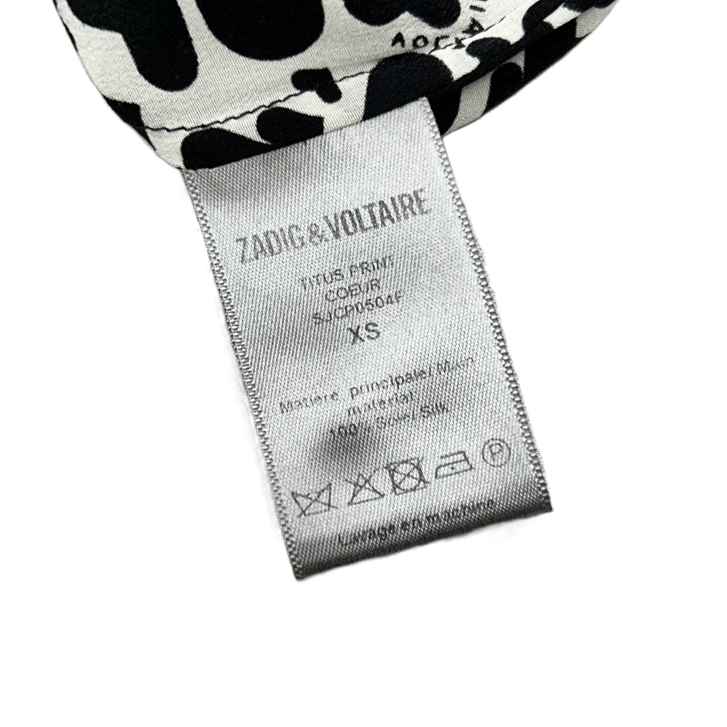 Blouse Long Sleeve By Zadig And Voltaire In Black & White, Size: Xs