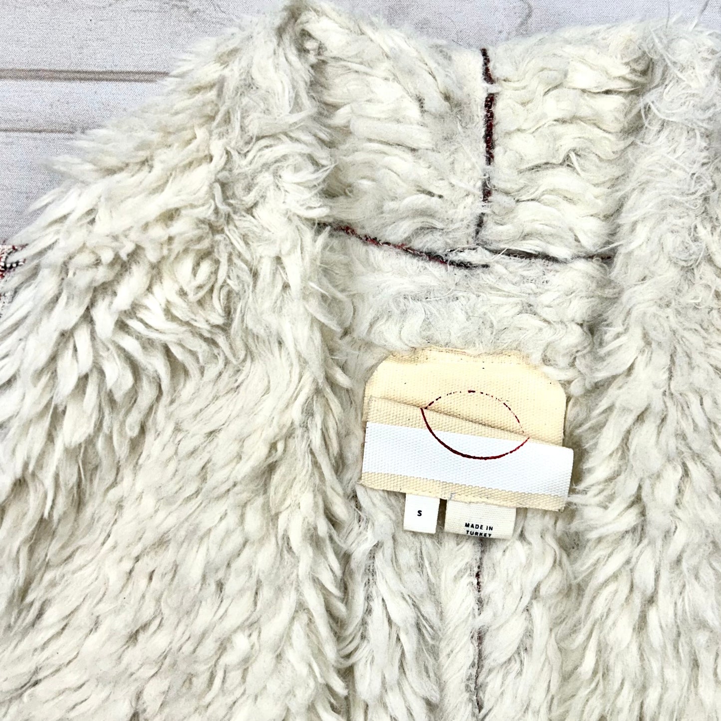 Vest Faux Fur & Sherpa By Anthropologie In Cream & Red, Size: S