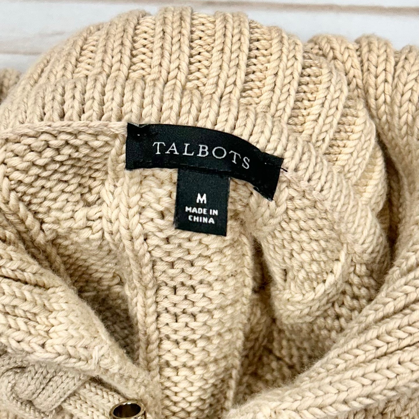 Sweater Cardigan By Talbots In Tan, Size: M