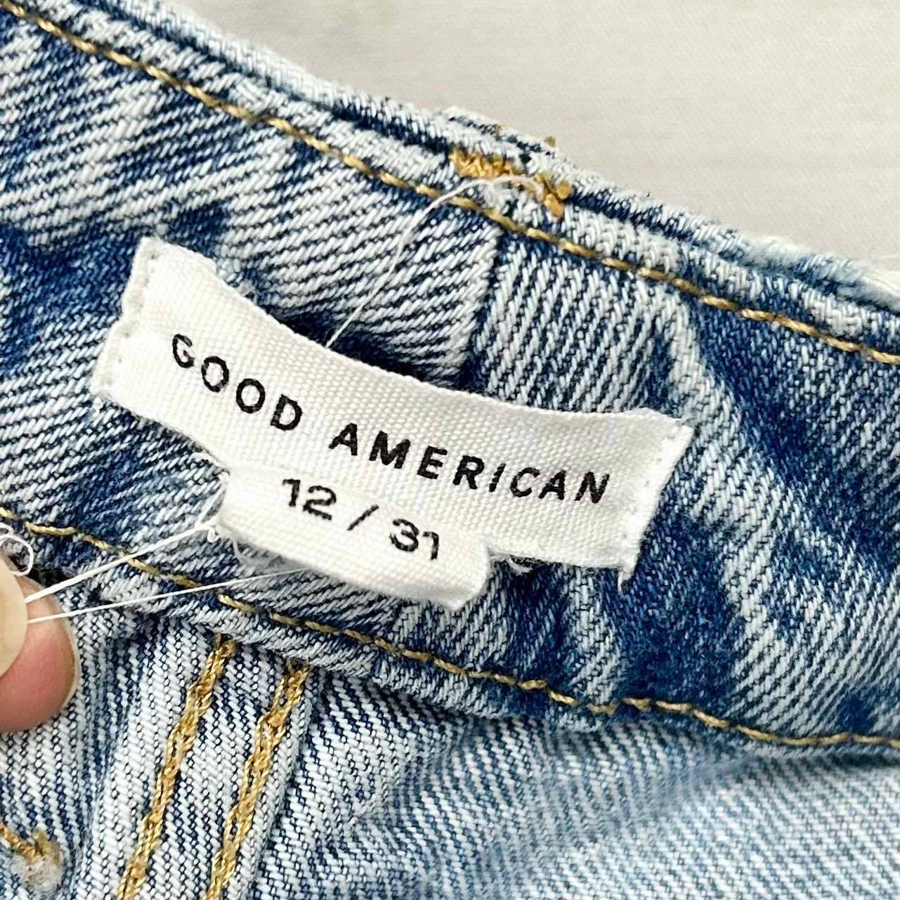 Jeans Straight By Good American In Blue Denim, Size: 12