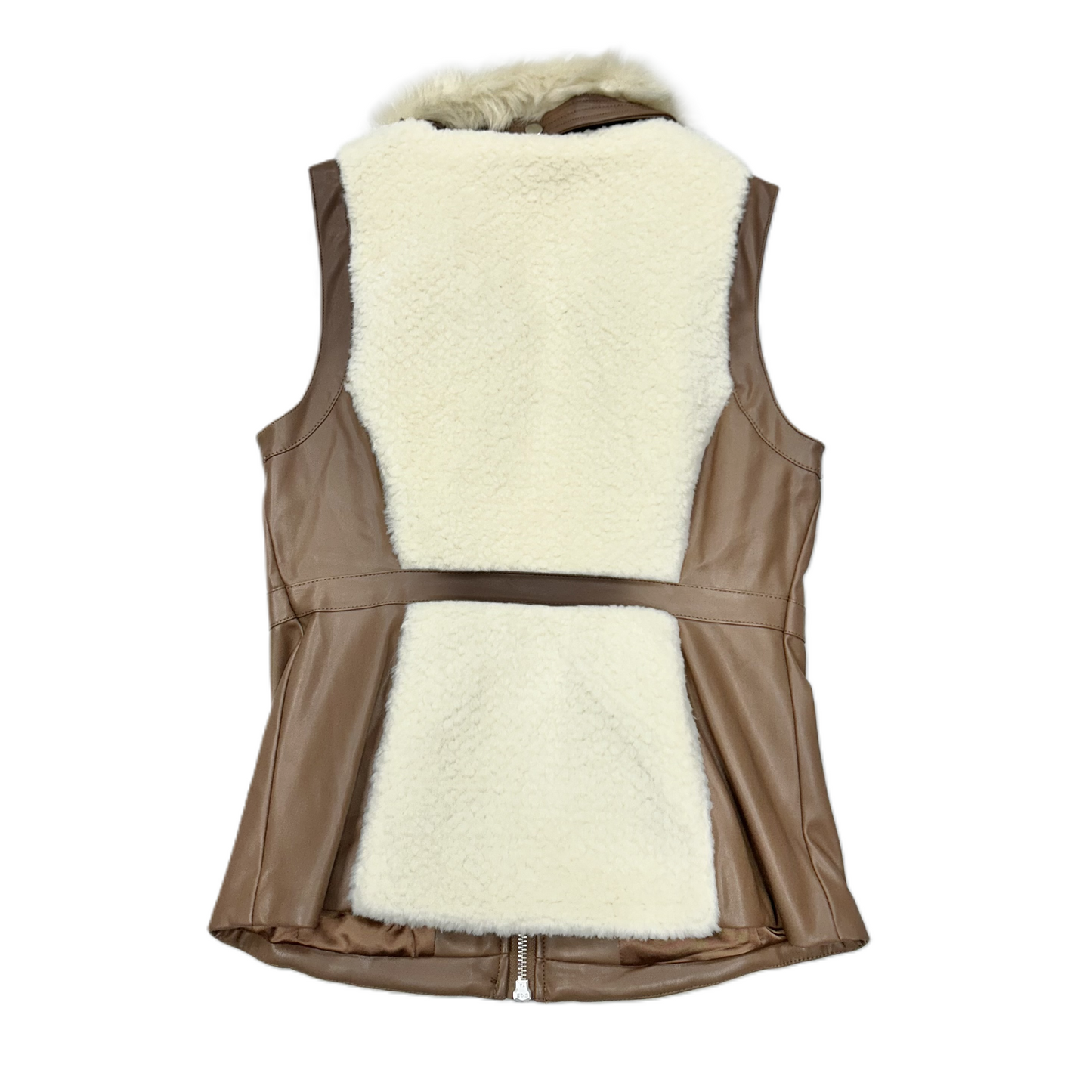 Vest Faux Fur & Sherpa By G.i.l.i. In Brown & Cream, Size: S